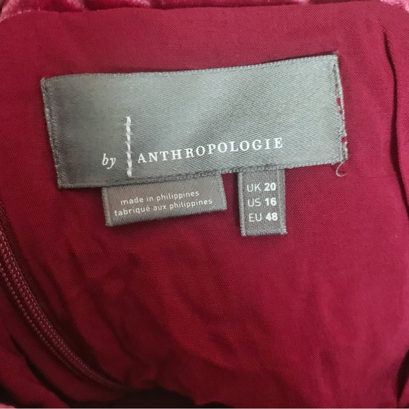 ANTHROPOLOGIE Connie Crushed Red Velvet Mini Skirt Ruched Side Slit - Picture 7 of 7